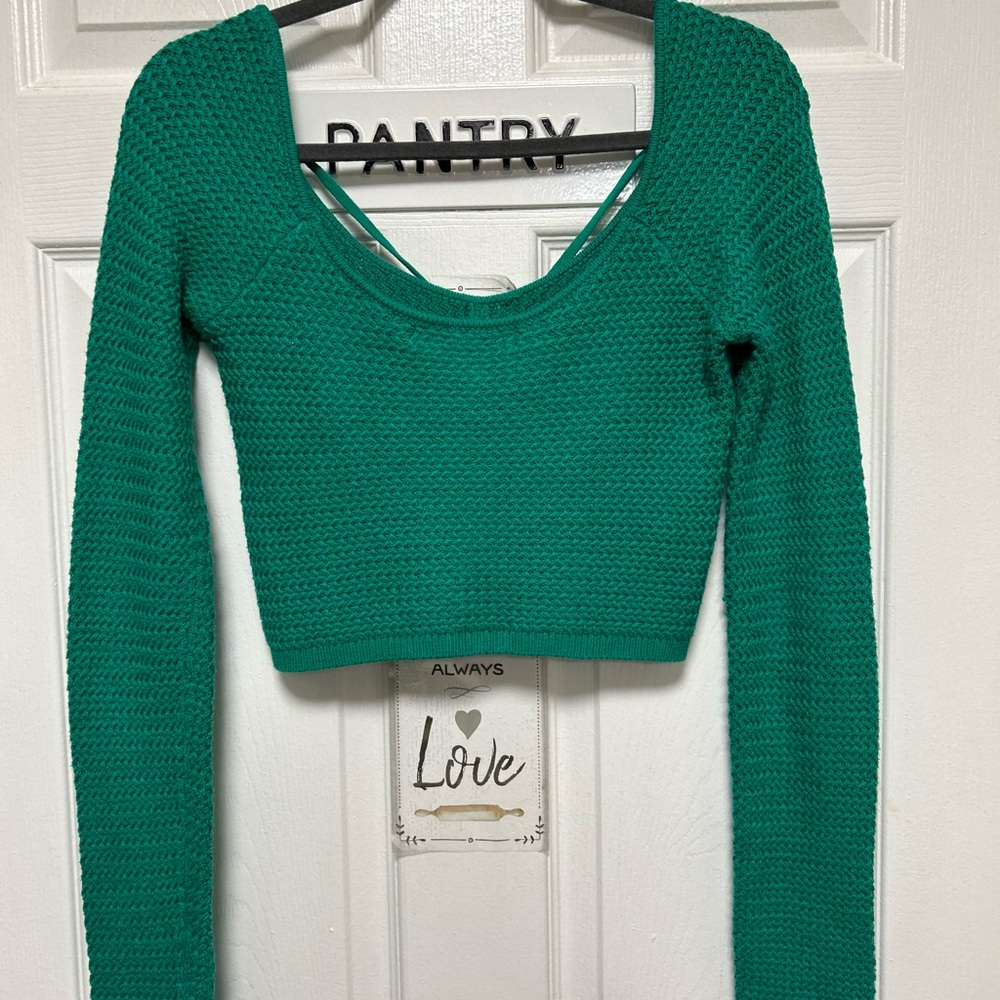 Free People Beach Crochet Halter Green Sweater Size Small - Picture 6 of 11